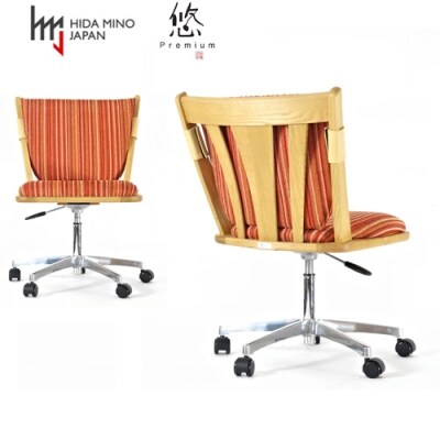 悠プレミアム ワークチェアJYU-WC2135K ONK/グラフRE (背クッション&キズガード付き