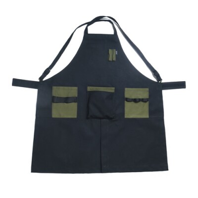 D35-11　「.」KITEN キャンパーズエプロン 黒×オリーブ 〈焚き火用多機能エプロン〉