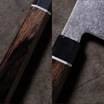 ブラックダマスカス　小三徳包丁 仙蔵 143mm　八角柄 (BD-03)