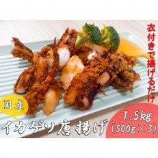 国産アカイカのゲソ唐揚げ計1.5kg(約500g&times;3袋)