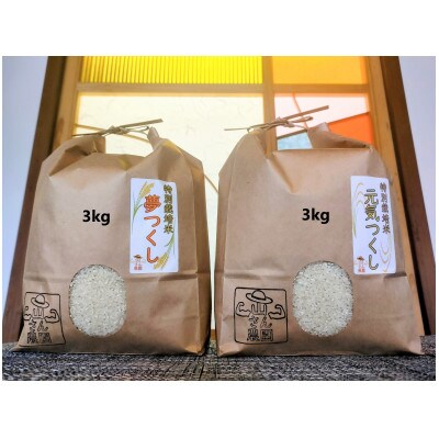 【令和5年産】福岡県産米セット　特別栽培米　夢つくし3kg & 元気つくし3kg 　白米計6kg