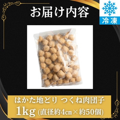 はかた地どり  肉団子 (1kg) 調理済み冷凍食品でお手軽・便利な鶏肉つくね団子 お弁当にも(飯塚