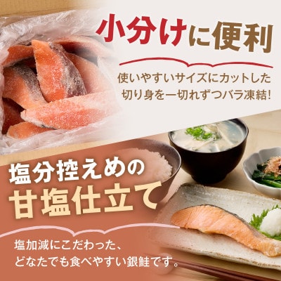 塩銀鮭切り身 甘塩仕立て ちょうど良い厚さでふっくら美味しい!脂がのったのサケ切身をバラ凍結(飯塚市