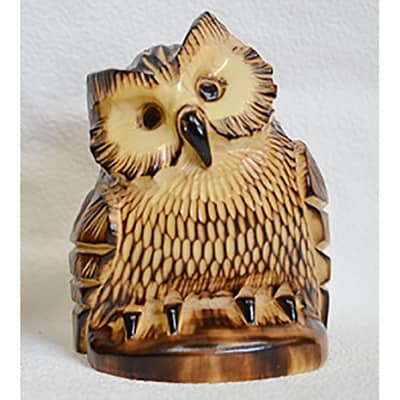 手作り木彫り民芸品 焼ふくろう首傾げ ふるさと納税 工芸品 F4F-0807