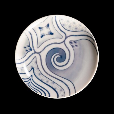 AINU×有田焼 染付皿 3枚 セット FUKIKOデザイン アイヌ 阿寒 民芸品 F4F-2580