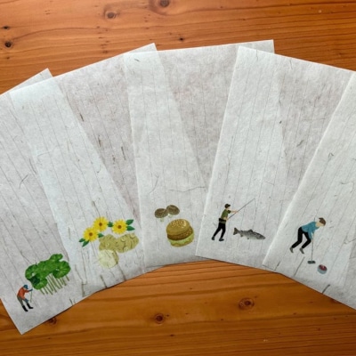 富貴紙 便箋封筒セット(イラスト付便箋5枚、緑封筒5枚) ふるさと納税 雑貨 F4F-3591