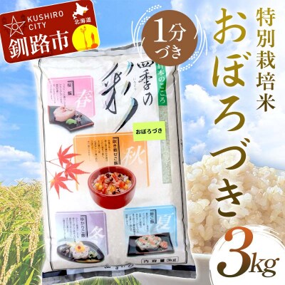 【令和7年産 】 【新米】 特別栽培米おぼろづき 3kg 1分づき F4F-9831