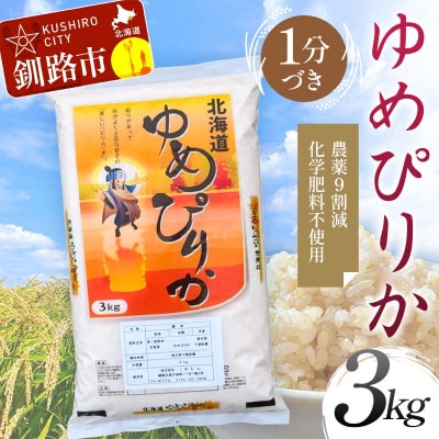 【令和7年産】【新米】農薬9割減・化学肥料不使用ゆめぴりか 3kg 1分づき 玄米 F4F-9675