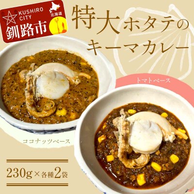 特大ホタテのキーマカレー 2種4袋(230g/1袋) カレー レトルト 簡単調理 F4F-8229