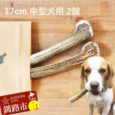 エゾ鹿の角ガム 17cm 中型犬用 2個 北海道産 犬用ガム ペット おやつ F5F-0063