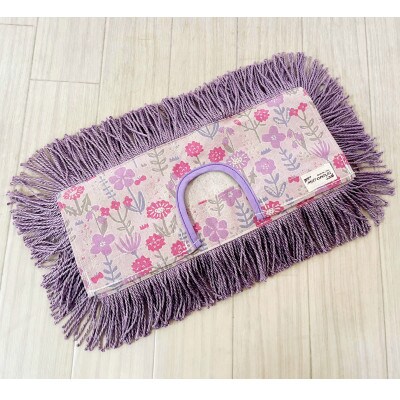 【市販のハンドルに簡単装着】モップ専門店ならではの使い心地。デザインフロアモップ(花柄パープル)