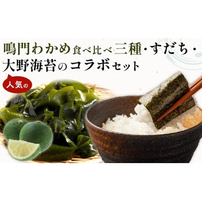 鳴門わかめ食べ比べ三種、すだち、人気の大野海苔のコラボセット【BC013】