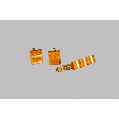 下田脂松細工　カフス&タイピン【工芸品・一点もの】