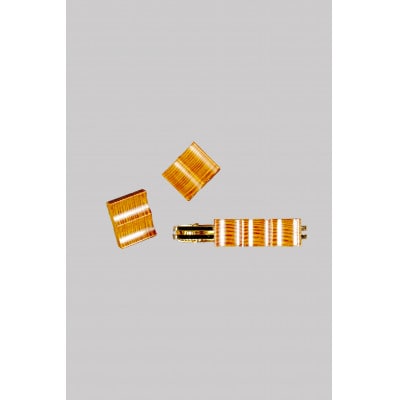 下田脂松細工　カフス&タイピン【工芸品・一点もの】