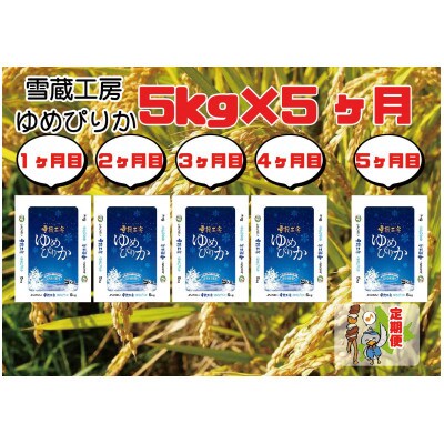 2023年3月発送開始『定期便』特A厳選米!雪蔵工房ゆめぴりか 5kg全5回