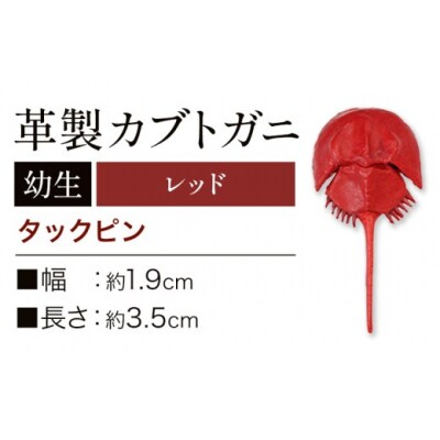 革製カブトガニ 幼生 ブローチ 【タックピン:レッド】J-14_r
