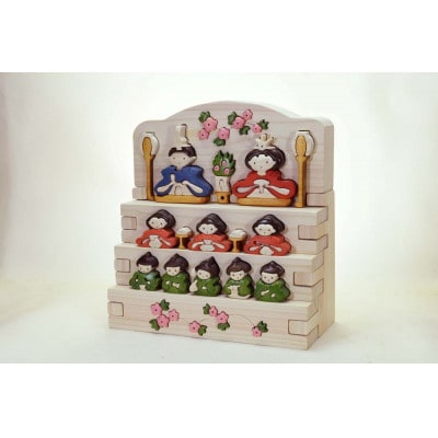 木工パズル　おひなさま三段飾り(五人囃子)知育玩具