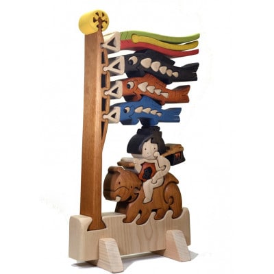 コイノボリ(金太郎色付き)知育玩具 木製パズル