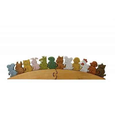 干支の行進　色付き 木製パズル 知育玩具
