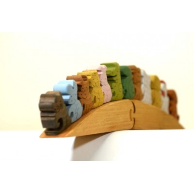 干支の行進　色付き 木製パズル 知育玩具