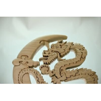 三日月龍の木製パズル 干支