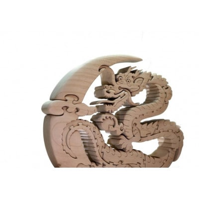 三日月龍の木製パズル 干支