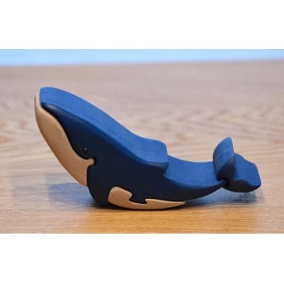 ブルーホエール(シロナガスクジラ)子供　知育玩具 木製パズル