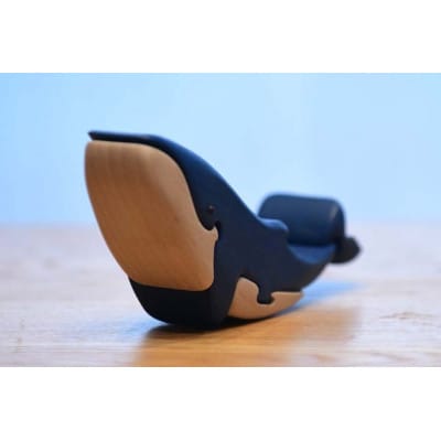 ブルーホエール(シロナガスクジラ)子供　知育玩具 木製パズル