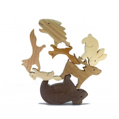 森の動物つみ木　知育玩具