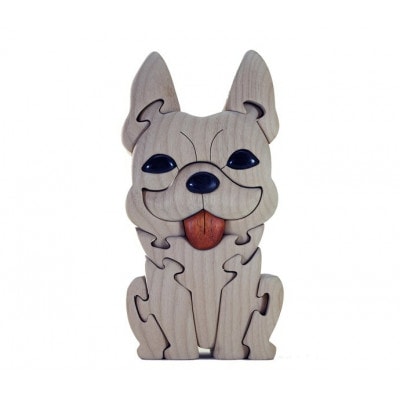 フレンチブルドック(クリーム)　知育玩具 木製パズル