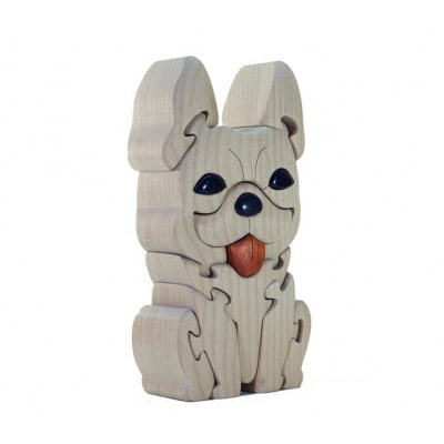 フレンチブルドック(クリーム)　知育玩具 木製パズル