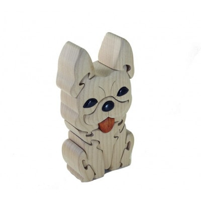 フレンチブルドック(クリーム)　知育玩具 木製パズル
