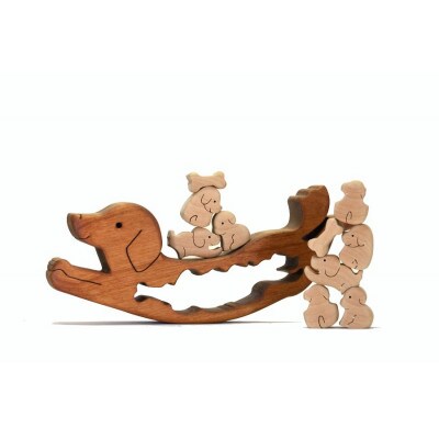 イヌゆらゆら　知育玩具 木製パズル