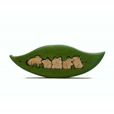 カエルゆらゆら　知育玩具 木製パズル