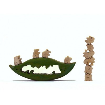 カエルゆらゆら　知育玩具 木製パズル