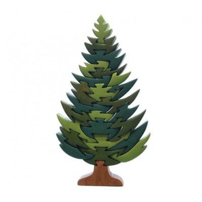 モミの木の木製パズル　Lサイズ　アルダー材　色付き