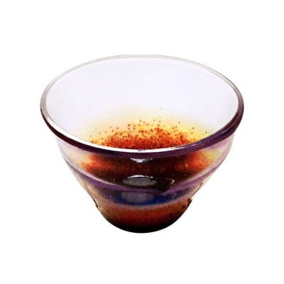 手作りガラス ぐい呑み 月下美人 昼夜変色/水色→ピンク 耐熱お猪口なので日本酒・冷酒どちらでも