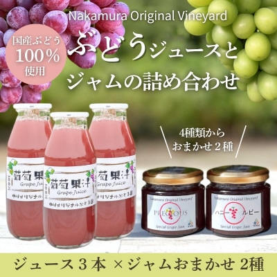 ぶどうジュース3本とぶどうジャムおまかせ2種詰合せ