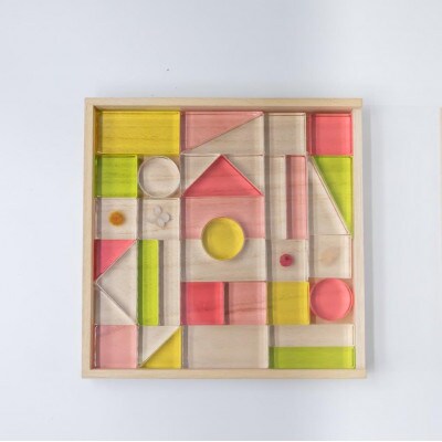 お花を閉じ込めたアクリル積み木 36ピース ピンク HIKARINOTOY