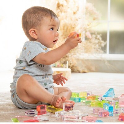 おもちゃを閉じ込めたアクリル積み木 36ピース ピンク HIKARINOTOY