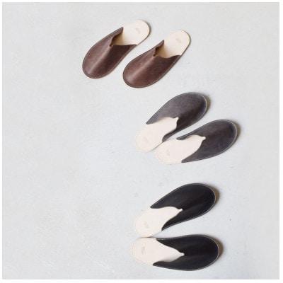 本革スリッパ スモーク L ブラウン 国産レザー Teha’amana