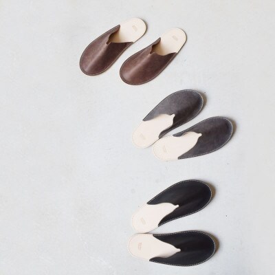 本革スリッパ スモーク L グレー 国産レザー Teha’amana