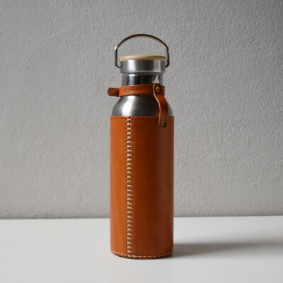 ステンレスボトル+本革のボトルカバーセット キャメル 国産レザー Teha’amana