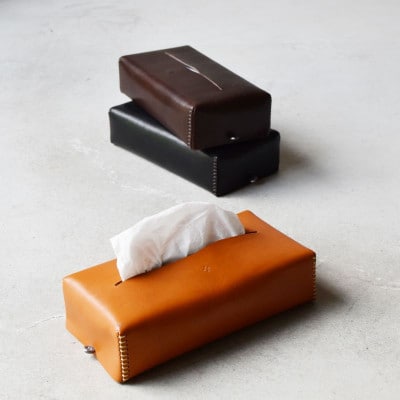 本革ティッシュカバー ベーシック ブラック 国産レザー Teha’amana