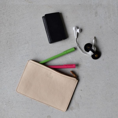 本革スクエアポーチ S ベーシック オフホワイト 国産レザー Teha’amana