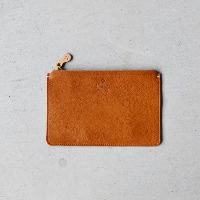 本革スクエアポーチ S ベーシック キャメル 国産レザー Teha’amana