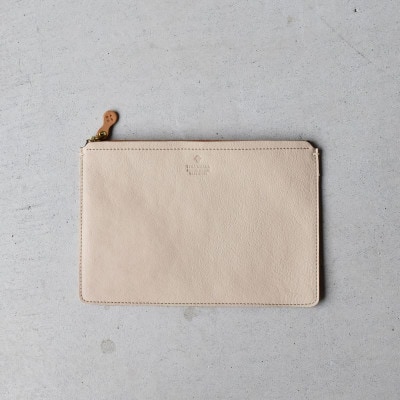 本革スクエアポーチ L ベーシック オフホワイト 国産レザー Teha’amana