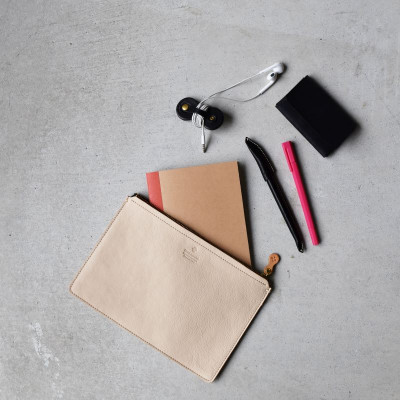 本革スクエアポーチ L ベーシック オフホワイト 国産レザー Teha’amana