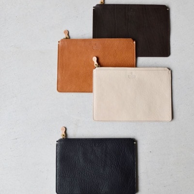 本革スクエアポーチ L ベーシック キャメル 国産レザー Teha’amana
