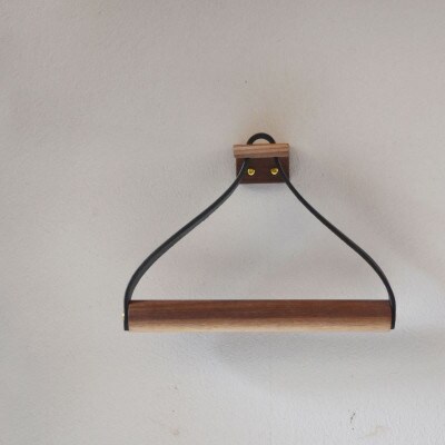 本革タオルホルダー ウォールナット ブラック 国産レザー Teha’amana